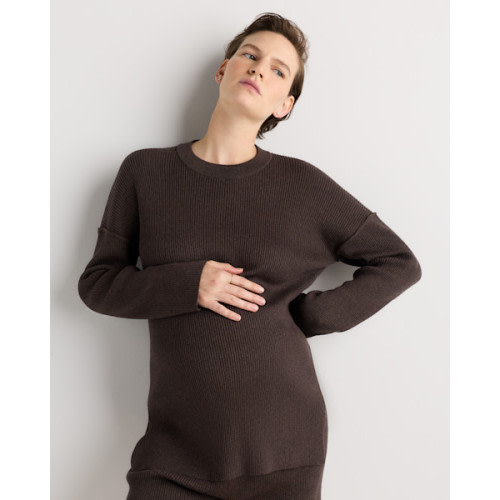 Cotton Cashmere Oversized Maternity Sweater - Maternity in Mocha Heather