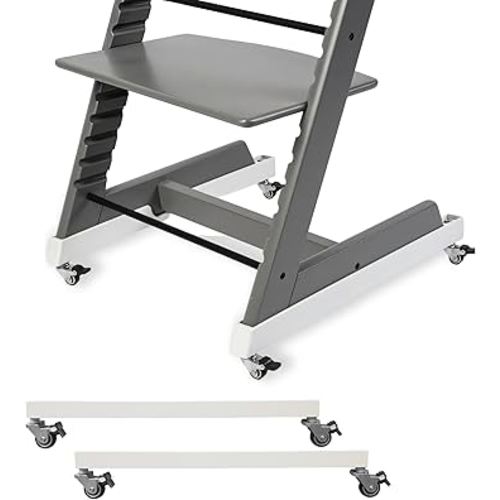 High Chair Wheels - Universal Swivel Casters for Stokke Tripp Trapp: Enhance Mobility & Convenience with 360° Silent Wheels, Safety Locks & No-Scratch Design, No-Drill Installation -White