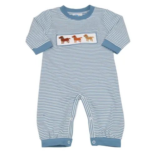 Hand Smocked Puppy Dogs Romper
