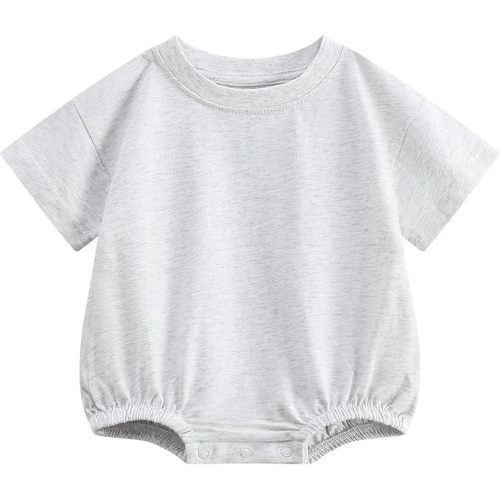 Light Grey Baby Boy Bubble Romper - Organic Cotton