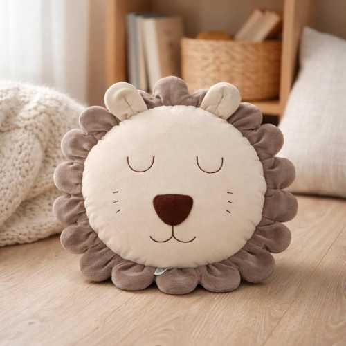 Lion Pillow for Nursery, Safari Baby Room Decor, Jungle Animal Cushion, Neutral Kids Room Pillow, Baby Shower Gift