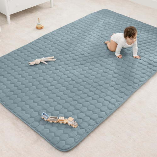 Comfy Cubs Play Mat, Rectangle (Large) 60” x 96” for Kids & Toddler, Non-Slip Bottom - Pacific Blue