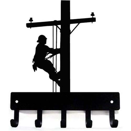 Lineman Key Rack Holder for Wall - Small 6 Inch Wide - Made in USA; 5 Storage Hooks