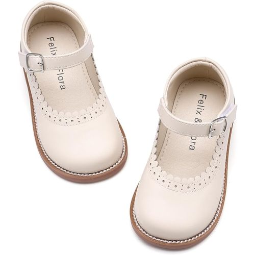 Felix & Flora Toddler Little Girl Mary Jane Dress Shoes - Ballet Flats for Easter Flower Girl Party School Shoes.