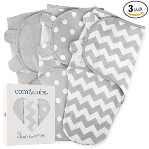 Comfy Cubs Easy Swaddle Blanket, 3 Pk Small - Baby Blanket Swaddle, Grey