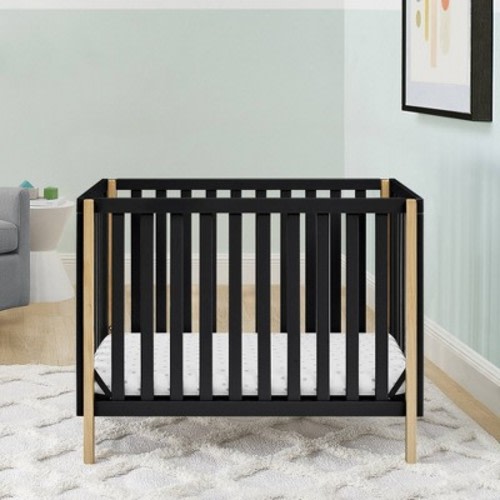 Delta Children Gio Mini Crib with 2.75" Mattress Included - Ebony/Natural