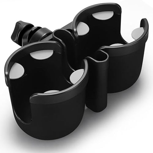 Accmor Stroller Cup Holder with Phone Holder, Bike Cup Holder, Universal Cup Holder for Uppababy Nuna Doona Strollers, 2-in-1 Cup Phone Holder for Stroller Bike Accessory
