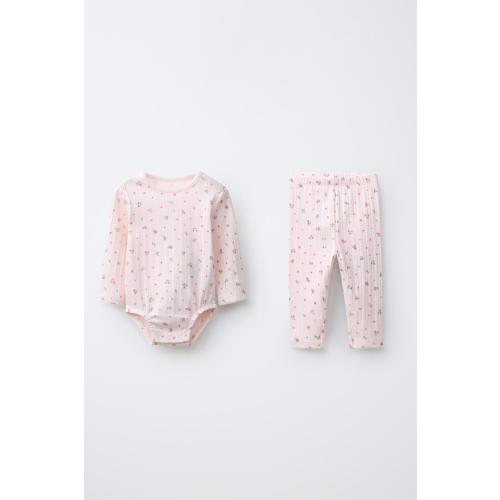 FLORAL BODYSUIT AND LEGGINGS SET - Pink | ZARA United States