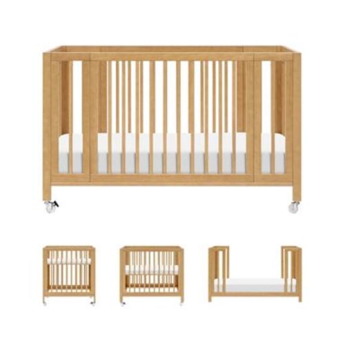 Babyletto Rolli 9-in-1 Convertible All-Stages Crib with Bassinet & Toddler Bed Conversion Kits - Honey