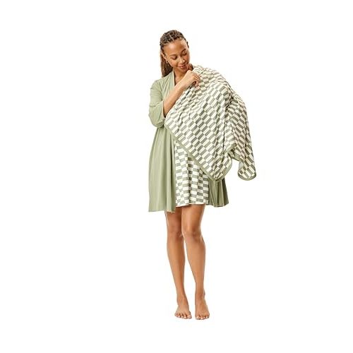 Motherhood Maternity Womens Nursing Chemise Nightgown, Robe and Swaddle 3-Piece Set
