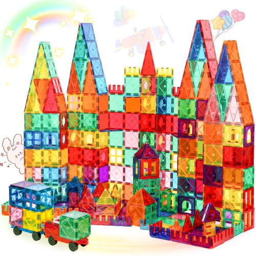 FunMagic Magnetic Tiles, 102Pcs Magnet Building Set,Magnetic Blocks, 3D STEM Stacking Toys, Magnets Toy for Kids Boys Girls