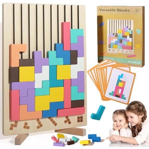 Wooden Stacking Puzzle Toy, 3D Wooden Puzzle Montessori Toy Art, Giant Russian Block Board Game, Wood Stacking Blocks Stress Toys for Family Brain Teaser Activity, Home Decor (1Pcs)