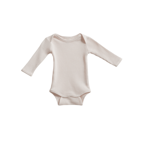 Organic Waffle Long Sleeve Bodysuit, Snow