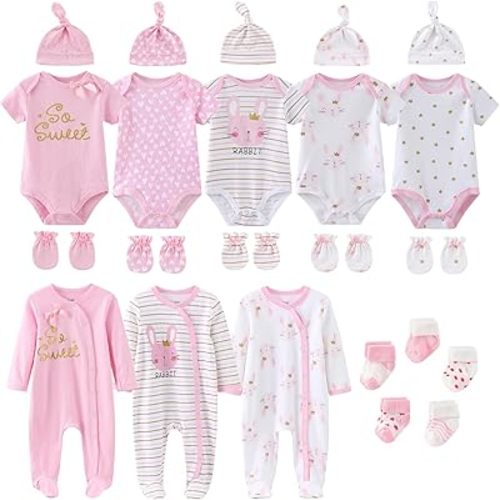 New Born Clothes Cotton Layette Gift Set Unisex Baby Outfit and Accessories Newborn Essentials Must Haves