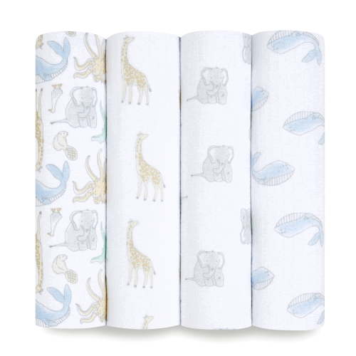 aden + anais, Baby Swaddle Blanket, 4 Pack, 44"x44" Muslin Cotton