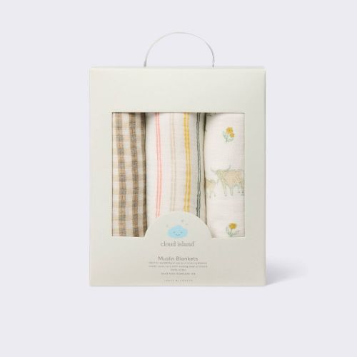 Muslin Swaddle Baby Blankets - Farm Friends - 3pk - Cloud Island™