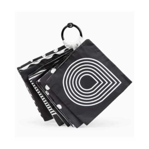 Set of 5 Hanging Baby Crinkle Paper Tissues w/ Ring - High Contrast Modern Gender Neutral Newborn Baby Sensory Toys - High Contrast Baby Toy