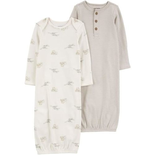 Carter's 2-Pack Sleeper Gowns (Ivory/Grey, Newborn)