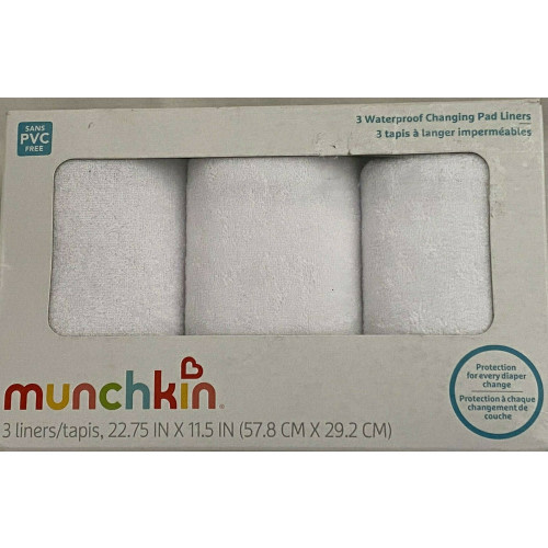 Munchkin Waterproof Changing Pad Liners (3) white 22.75 x 11.5 new