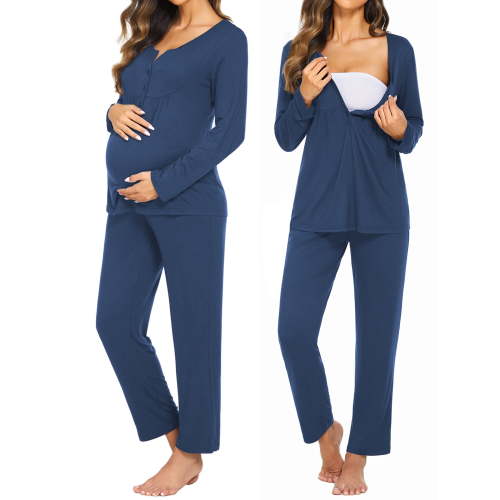 Avidlove Maternity Nursing Pajamas Set Labor Delivery Breastfeeding Sleepwear Long Sleeve Top and Long Pants Pjs Pregnancy Sleepwear