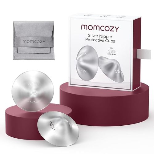 Momcozy 999 Silver Nursing Cups Original Perforated Breathable Design, 999 Silver Nipple Cover for Breastfeeding Essential, Silver Nipple Shield for Nursing Newborn, Metal Nipple Shields, Regular Size