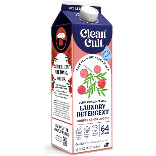 Ultra Concentrated Liquid Laundry Detergent Soap, 64 loads (32 oz), Long Lasting Scent, 90% Less Plastic, No Harsh Chemicals, Juniper Sandalwood, Defeats Stains & Odors, HE/Standard Compatible