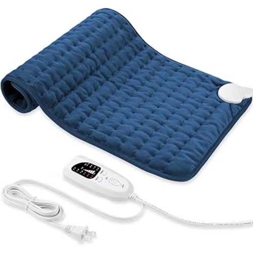 Electric Heating pad with 6 Heat Settings, Auto Shut Off, Dry Electric Heating for Back Neck Knee Arms Legs Shoulder Heat Pads for Christmas Birthday Father's Day Mother's Day (24"X12", Dark Blue)