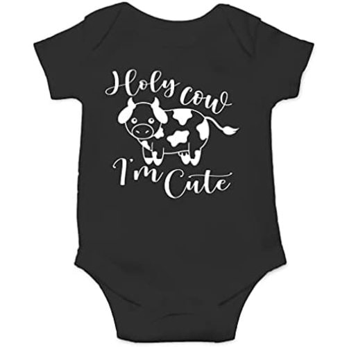 AW Fashions Holy Cow I'm Cute Bodysuit Funny Baby Announcement Girl Clothes Cute Newborn Boy Outfits