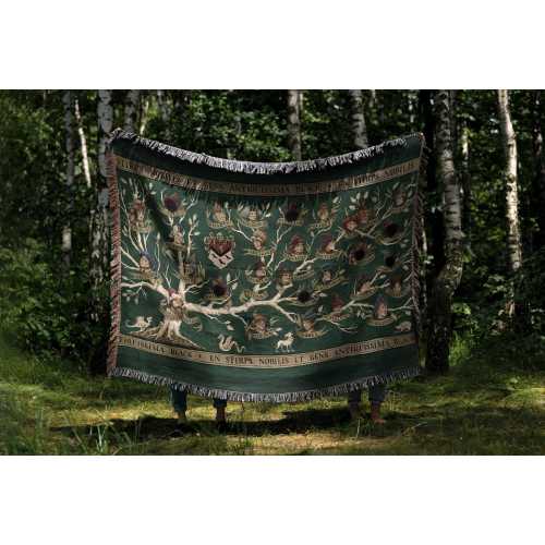Black Family Tapestry Blanket Magical Woven Throw Sirius Family Tree Decor Medieval Fantasy Art for Dark Academia Homes Castelcore