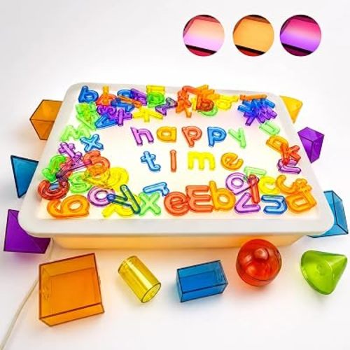 16" LED Light Table for Toddlers with 10 Brightness Levels & 3 Color Modes, Durable Portable Light Box for Kids Sensory Play, Tracing & Art, Ideal for Home & Classroom, Orange.