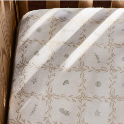 Lulot Green Seasape Supersoft 100% Organic Cotton Baby Crib Fitted Sheet by Jake Arnold