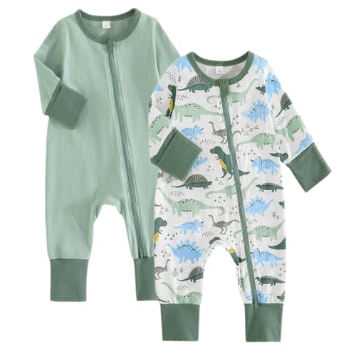 BeiVSlley Baby Boy Girl Footless Zipper Romper Long Sleeve Cotton Jumpsuit Coverall Newborn Solid Outfits Clothes