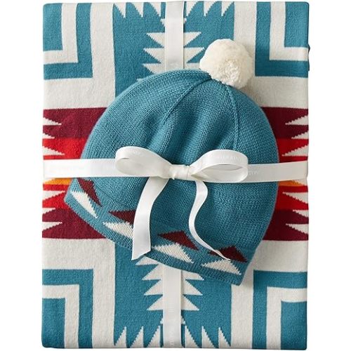 Pendleton Organic Cotton Knit Baby Blanket w/ Beanie, Harding Teal