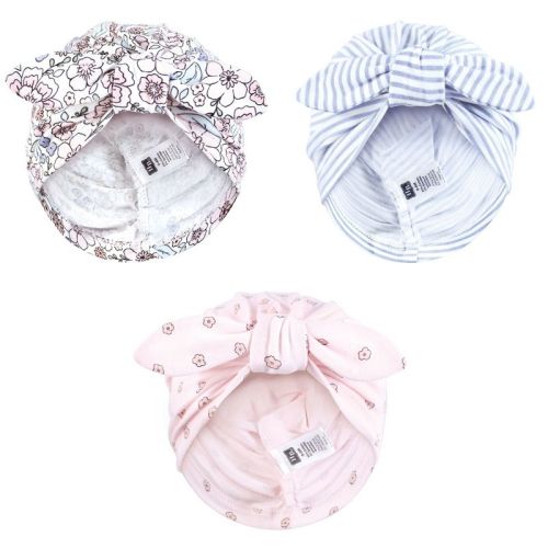 Hudson Baby Infant Girls Turban Cotton Headwraps, So Pretty Flower, 0-24 Months