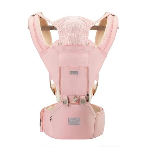 YIYUNBEBE Baby Carrier Newborn to Toddler Baby Carriers with Seat Infant Baby Holder Backpack Baby Carriers Front and Back for Carrying and Hiking (Pink)