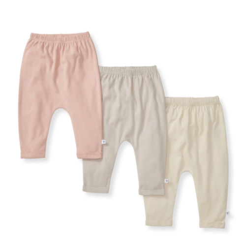 Solid Organic Cotton Baby Pants 3 Pack Pink Sand