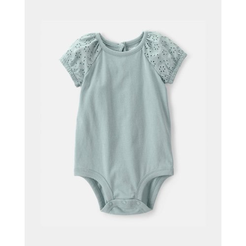 Baby Girl Eyelet-Sleeve Bodysuit - Green - OshKosh B'gosh | Carter's