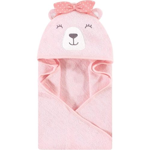 Hudson Baby Unisex Baby Cotton Animal Face Hooded Towel, Bear Girl, One Size