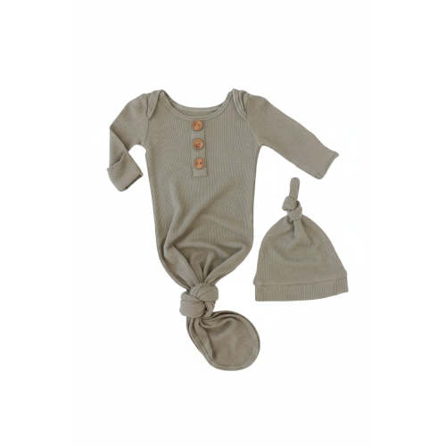 Eucalyptus Bamboo Waffle Newborn Baby Knot Gown & Hat Set