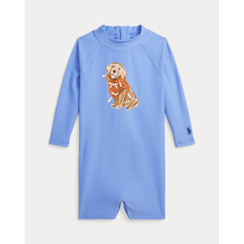 Dog-Print Rash Guard Shortall
