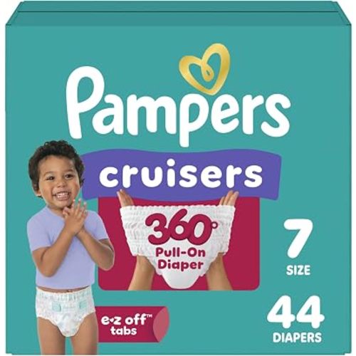 Pampers Diapers - Cruisers 360 - Size 7, 44 Count, up to 100% Leakproof Pull-On Diaper for Active Babies