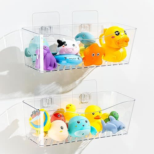 Imncya Bath Toy Storage Holder, 2 Pack Clear Bathtub Organizer