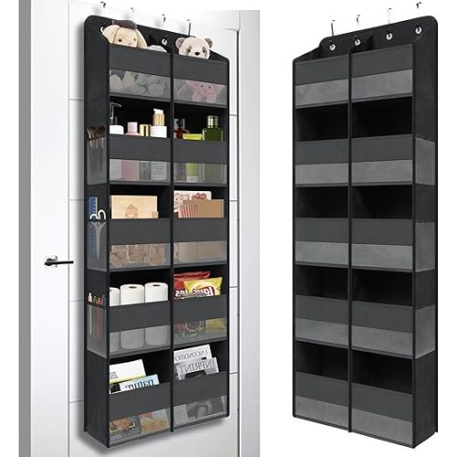 Giraffe Creation Over Door Hanging Organizer with 10 Large Capacity Pockets, Ideal Storage for Closet, Bathroom, Nursery, Bedroom, Dorm, Toys, Cosmetics, and Baby Essentials, Black