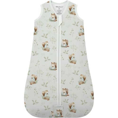 Mosebears Sleep Sack Baby Winter Wearable Blanket with 2-Way Zipper,2.5 TOG Cotton Sleep Sack Unisex(Green Animal,6-12 Months)