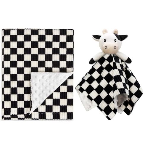 BEILIMU Baby Blanket for Boys Comfy Durable Corduroy Toddler Blanket+Baby Lovey Blanket for Boys Girls for Newborn Infants Black