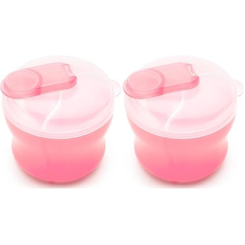 Munchkin Formula Dispenser for Baby Bottle Feeding On The Go, Easy-Pour Spout for Powdered Formula & Cereal, 3 Compartments, 9 Ounce, Pink (Pack of 2)