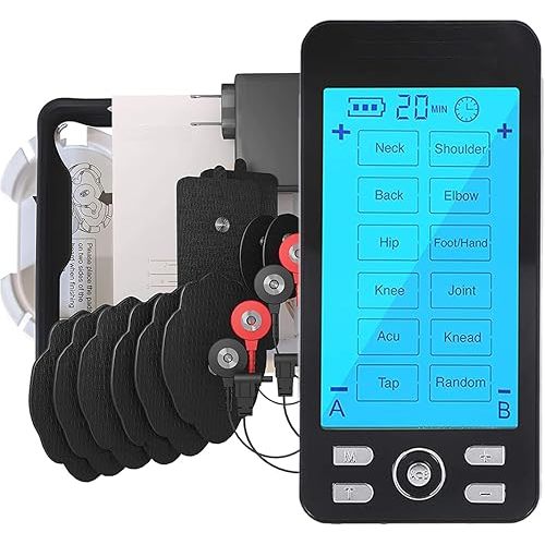 Tens Unit Machine Pulse Massager for Pain Relief, 24 Massage Modes, Rechargeable Muscle Stimulator Device with 10 Pads