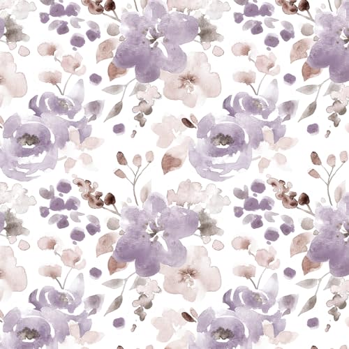 Toduso Purple Floral Peel and Stick Wallpaper 17.3''x196.8'' Self-Adhesive Removable Vinyl Roll 23.61sq.ft