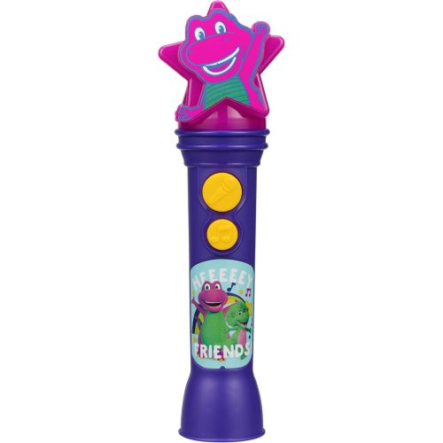 eKids Barney Microphone Toy for Toddlers, Includes Built-in Music and Lights, Designed for Fans of Barney Toys
