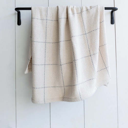 White and Gray Windowpane Baby Blanket